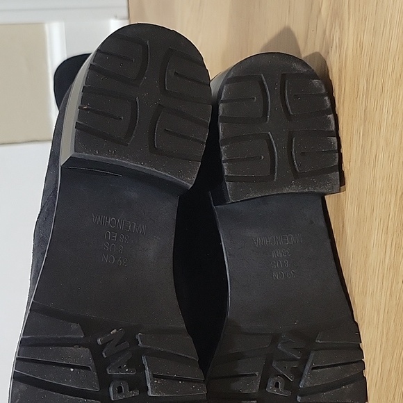 Kaitlyn Pan Paisley Slim Fit Over The Knee Flat Heel Boots Black Suede - Picture 12 of 14